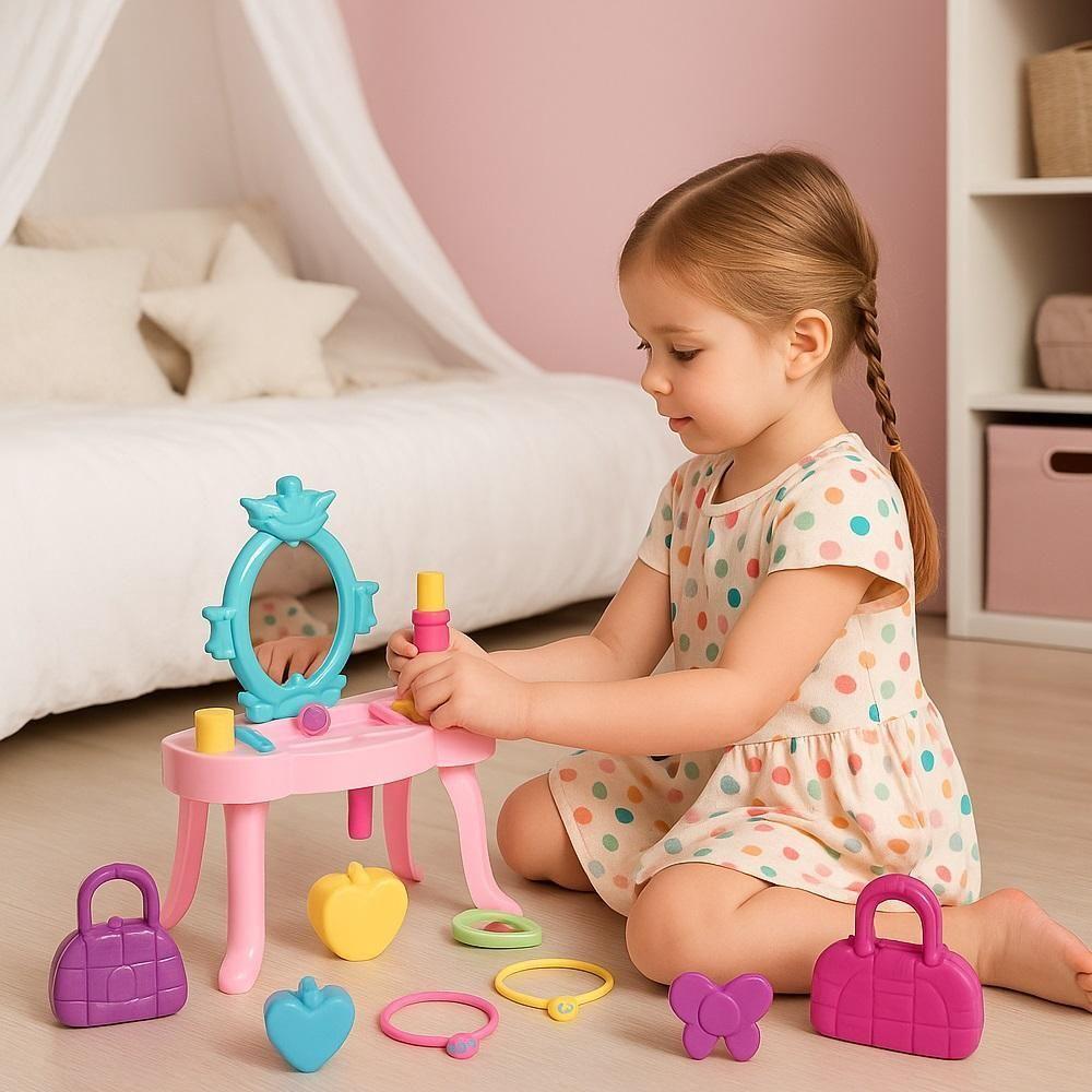 Penteadeira Infantil Princesa Com Espelho Acessorios Brinquedo Rosa Menina - 5