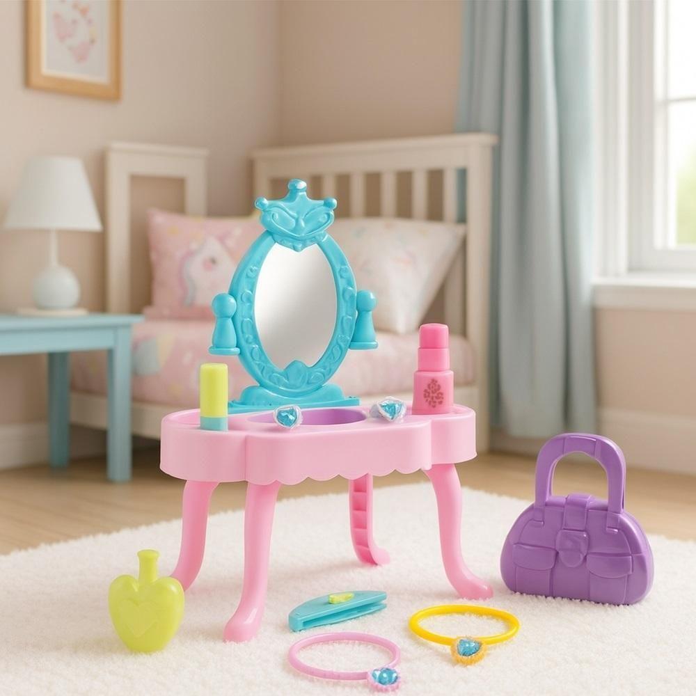 Penteadeira Infantil Princesa Com Espelho Acessorios Brinquedo Rosa Menina - 6