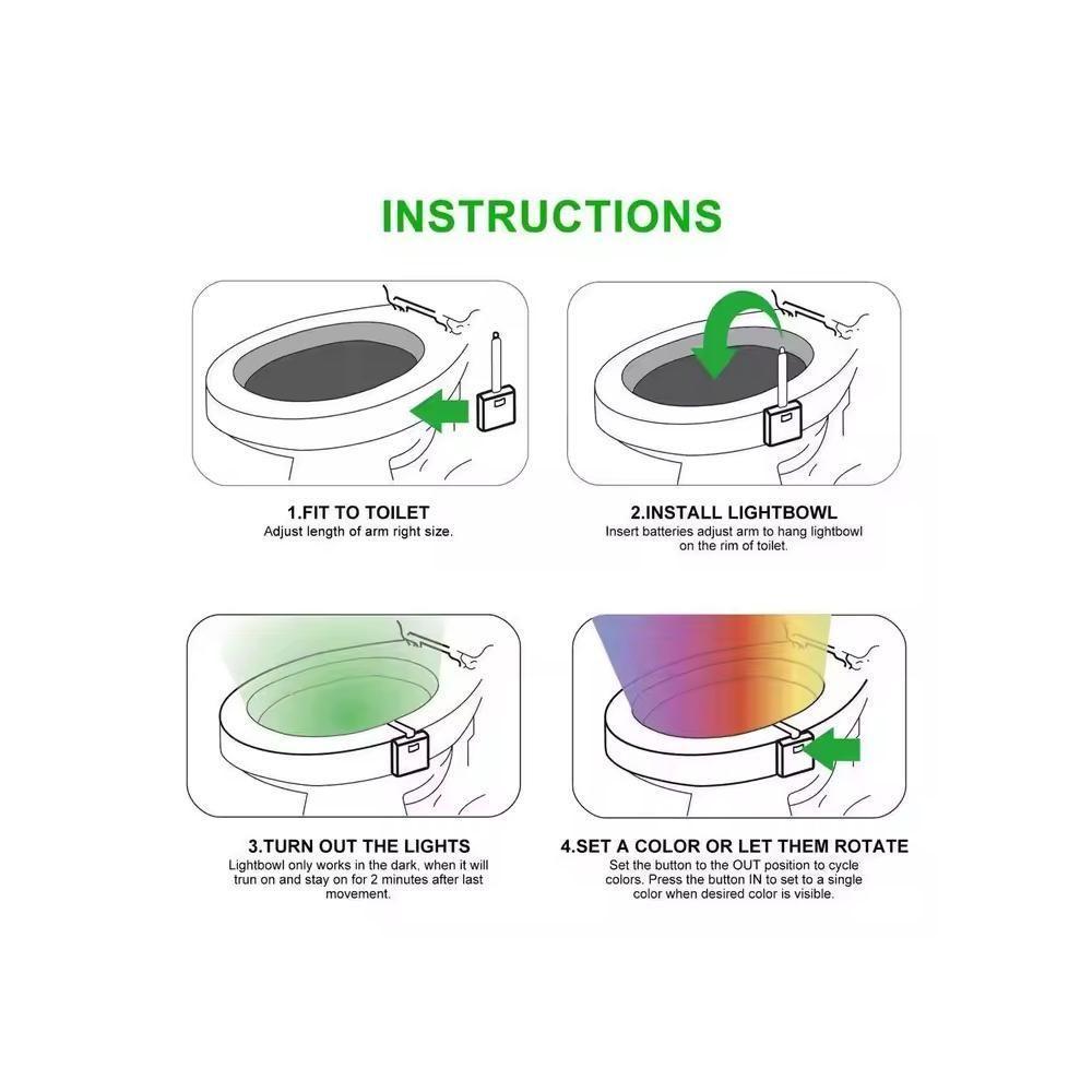 Luminaria Com Sensor De Presenca Para Vaso Sanitario Luz Movimento Privada Criança Led 8 Cores Noturna Banheiro - 6
