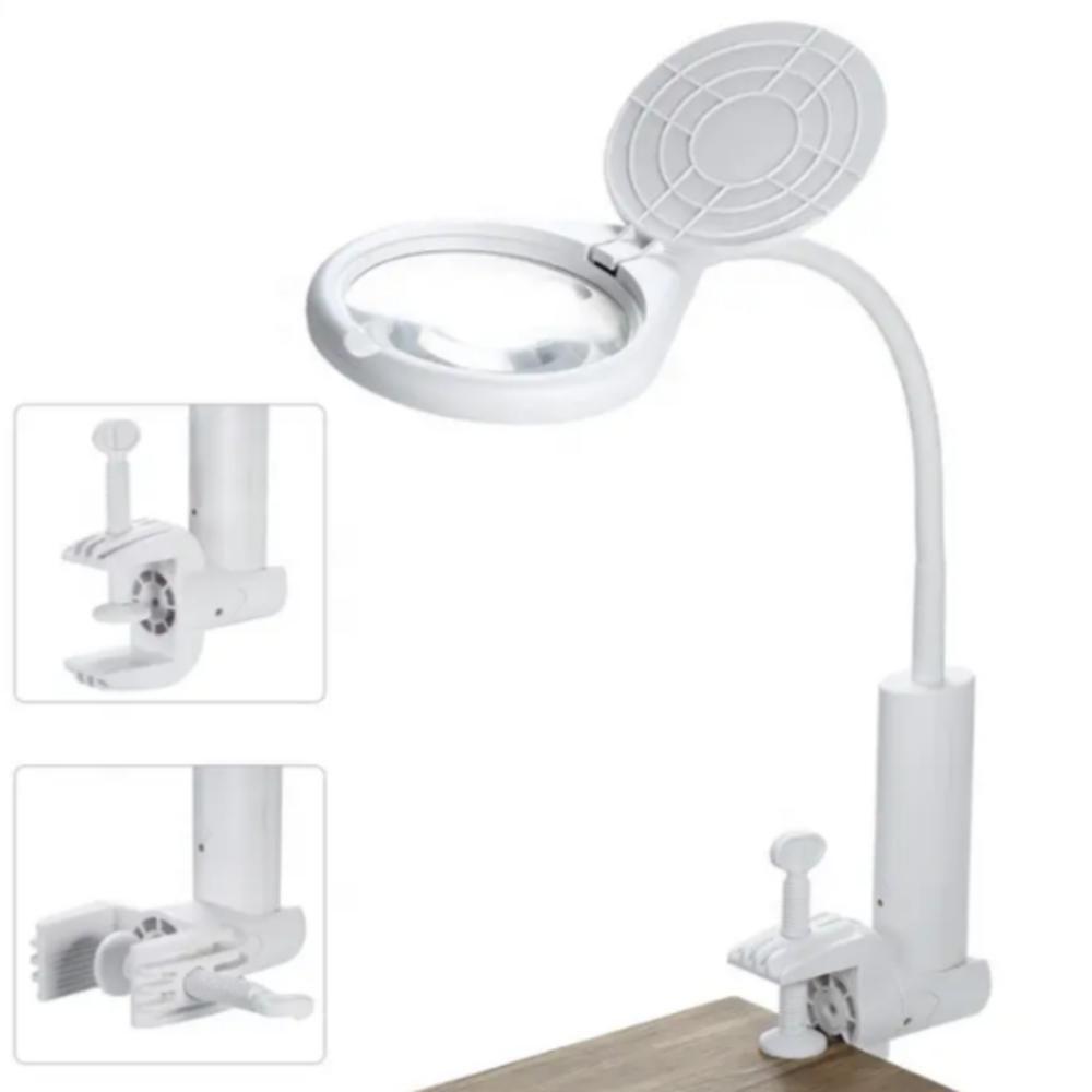 Lupa Led Profissional Mesa Bancada Luminaria Estetica Clip 2 Em 1 Iluminacao Eletronica Lente De Aumento - 4