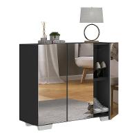 Sapateira Com Espelho 3 Portas Nina Multimóveis V6023 Preta/Branca Preto/Branco - 1