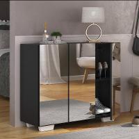 Sapateira Com Espelho 3 Portas Nina Multimóveis V6023 Preta/Branca Preto/Branco - 6