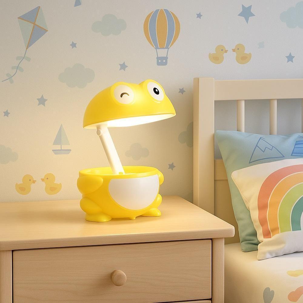 Luminaria De Mesa Comoda Led Infantil Sapo Dobravel Design Articulavel Decoracao Quarto Bebe Crianca Amarelo - 2