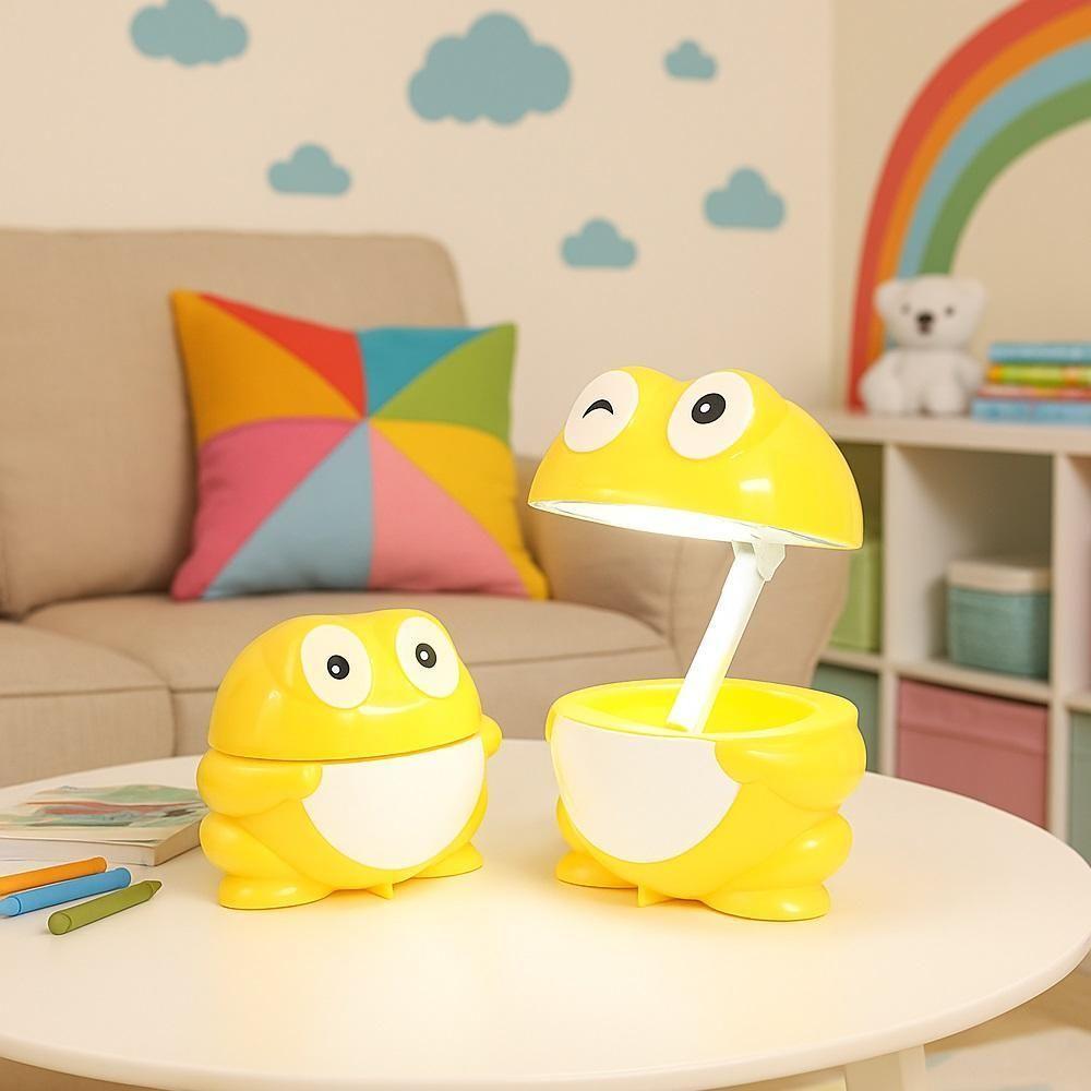 Luminaria De Mesa Comoda Led Infantil Sapo Dobravel Design Articulavel Decoracao Quarto Bebe Crianca Amarelo - 3