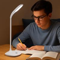Luminaria Mesa Led Articulada Abajur Touch Flexivel Branca Leitura Estudo Trabalho Quarto Escritorio Recarregavel