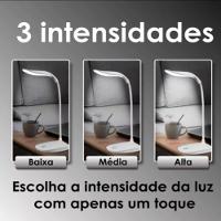 Luminaria Mesa Led Articulada Abajur Touch Flexivel Branca Leitura Estudo Trabalho Quarto Escritorio Recarregavel - 6