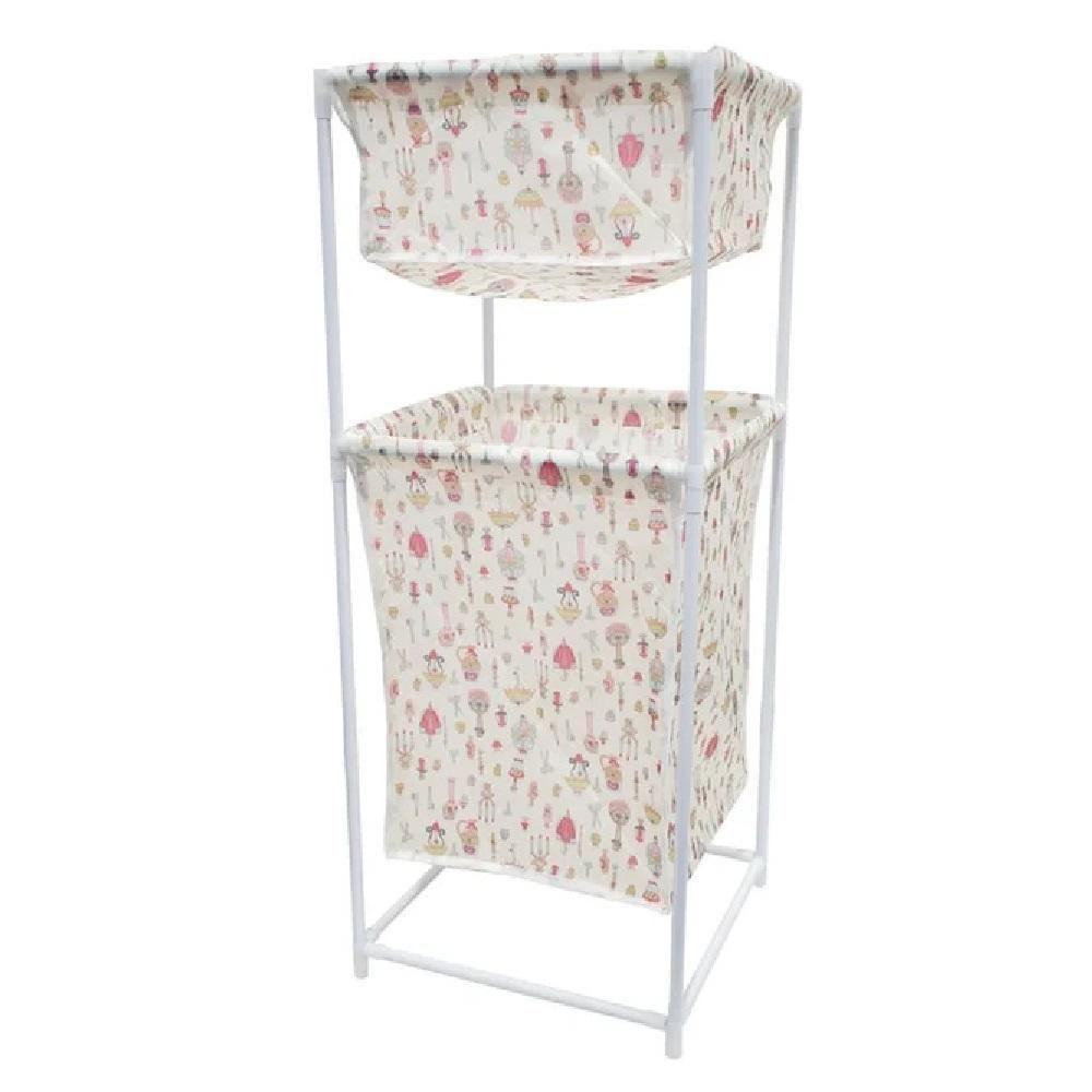 Cesto De Roupa Duplo Roupeiro 2 Andares Organizador Divisorias Multiuso De Banheiro Quarto Lavanderia Brinquedos - 3