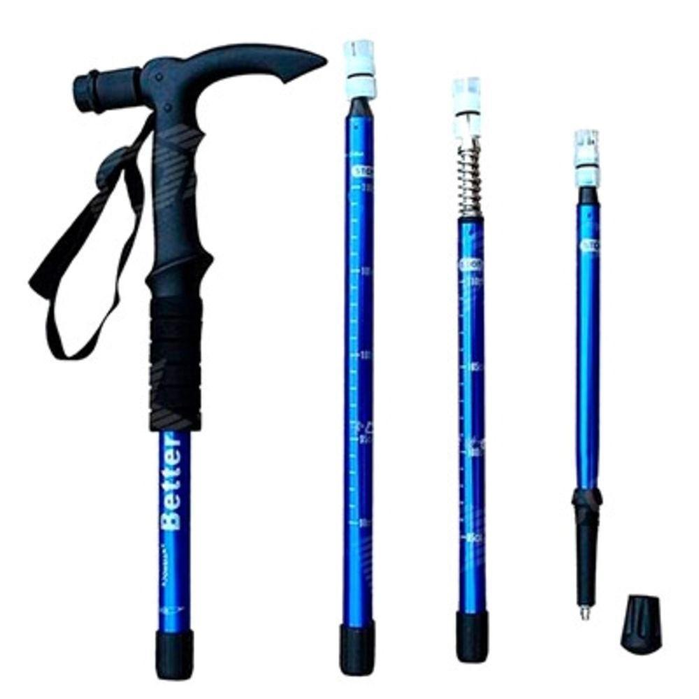 Bengala Retratil Bastao Idoso Caminhada Trilha Ajustavel Aluminio 110cm Multifuncional Escalada Pratica - 4