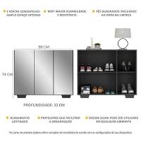 Sapateira Com Espelho 3 Portas Nina Multimóveis V6023 Preta Preto - 5