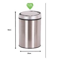 Lixeira Automatica Branca Grande 12 Litros Sensor Inteligente Cozinha Banheiro Inox Cesto Lixo - 6
