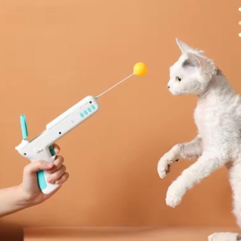 Brinquedo Interativo Para Gato 2 Em 1 Pistola Bolinha E Pena Divertida 2 Em 1 Exercicio Gatos - 2
