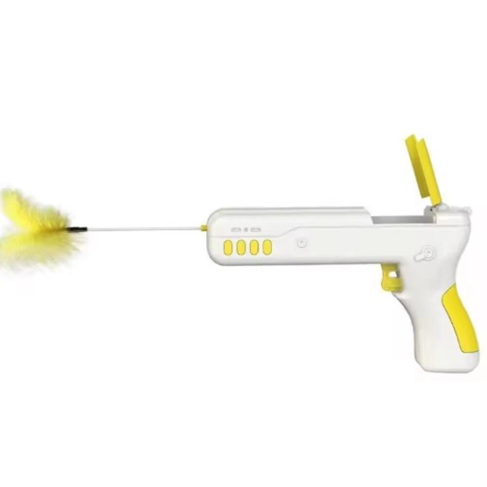 Brinquedo Interativo Para Gato 2 Em 1 Pistola Bolinha E Pena Divertida 2 Em 1 Exercicio Gatos - 5