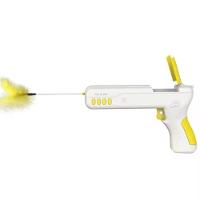 Brinquedo Interativo Para Gato 2 Em 1 Pistola Bolinha E Pena Divertida 2 Em 1 Exercicio Gatos - 5