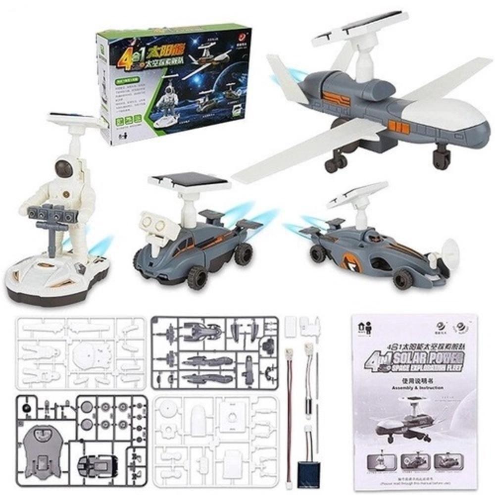 Kit Robo Solar 4 Em 1 Exploracao Lunar Robotica Educativo Astronauta Aviao Geek Crianca Brinquedo Montar - 5