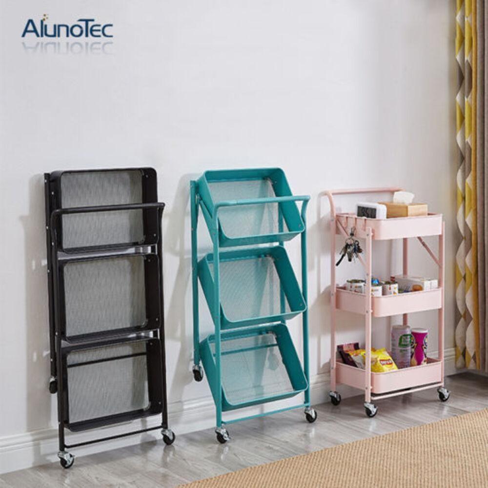 Carrinho Multiuso Organizador 3 Prateleiras Dobravel Em Aço Rosa Quarto Sala Brinquedos Salao Manicure Varanda - 2