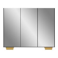 Sapateira Com Espelho 3 Portas Nina Multimóveis V6023 Preta/Natural Preto/Natural - 2