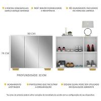 Sapateira Com Espelho 3 Portas Nina Multimóveis V6023 Branca/Natural Branco/Natural - 5