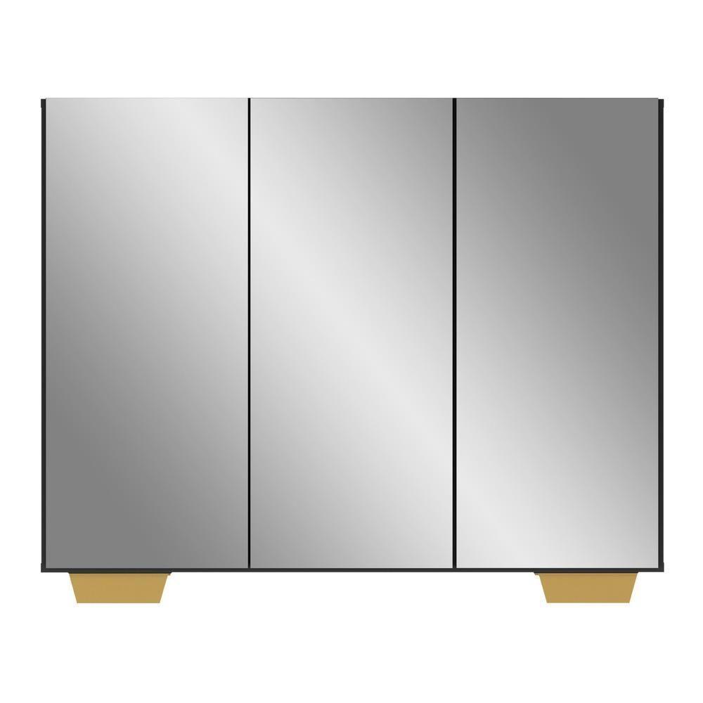 Sapateira Com Espelho 3 Portas Nina Mp6023 Preta Natural - 2