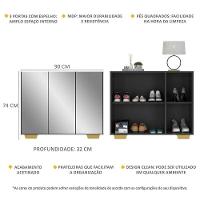 Sapateira Com Espelho 3 Portas Nina Mp6023 Preta Natural - 5