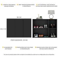 Sapateira 3 Portas Suspensa Nina Multimóveis V6017 Preta Preto - 5