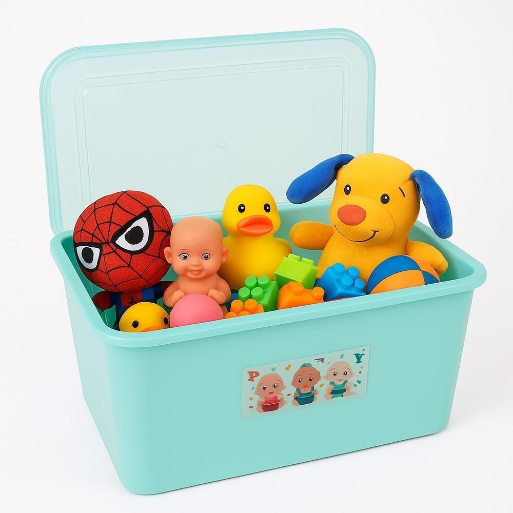 Caixa Organizadora Quarto Do Bebe Muliuso Porta Fraldas Brinquedos Roupas 30 Litros Tampa E Trava Verde - 1