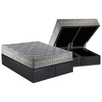 Cama Box Baú Queen: Colchão Molas Ensacadas Royal + Base Crc Suede Gray (158x198) - 1