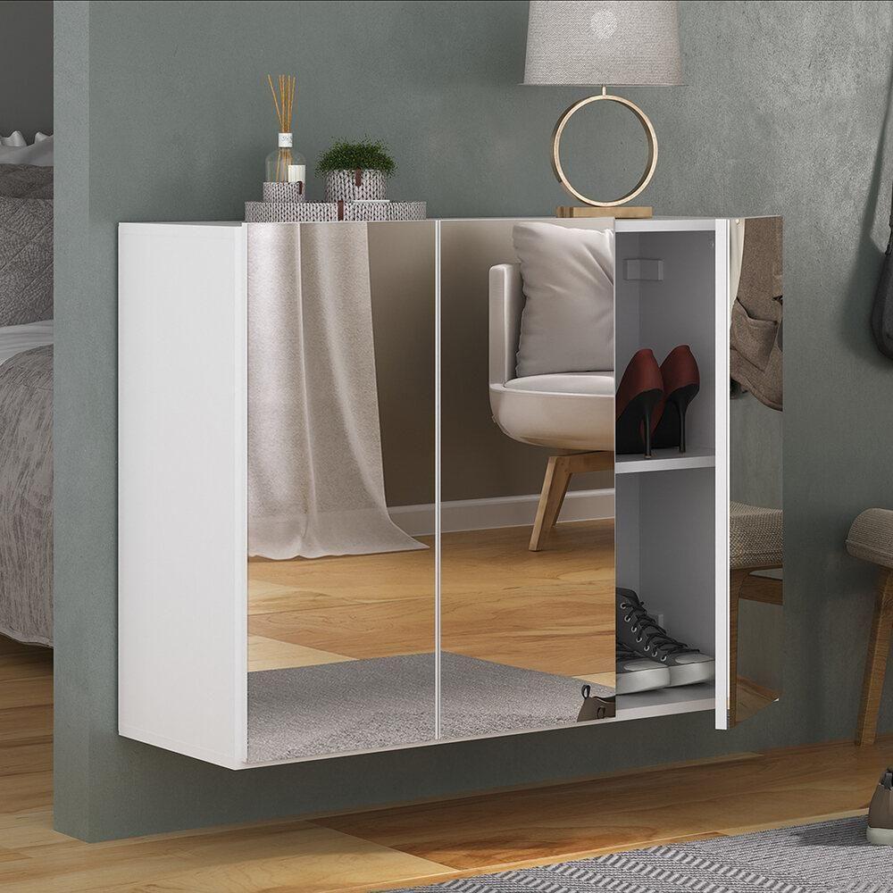 Sapateira 3 Portas Com Espelho Suspensa Nina Mp6021 Branca - 1