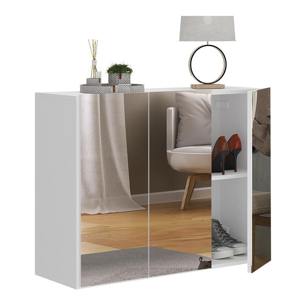 Sapateira 3 Portas Com Espelho Suspensa Nina Mp6021 Branca - 6