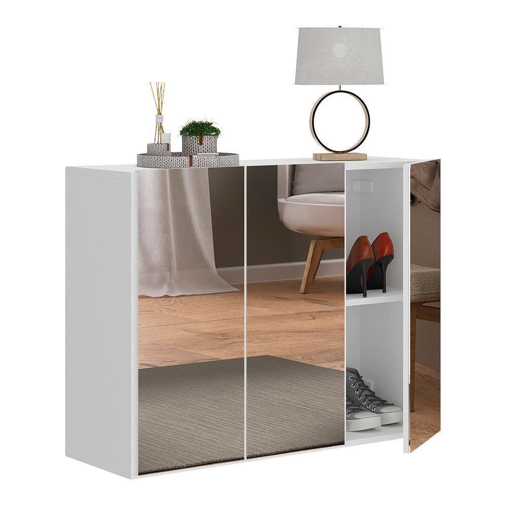 Sapateira 3 Portas Com Espelho Nina Branca - 6