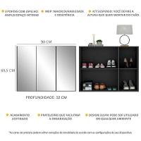 Sapateira 3 Portas Com Espelho Suspensa Nina Multimóveis V6021 Preta Preto - 5
