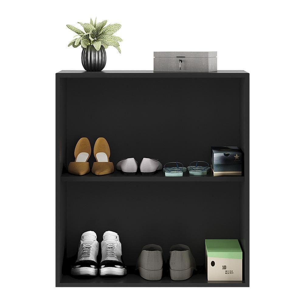 Sapateira 2 Portas Suspensa Com Espelho Nina Multimóveis V6011 Preta Preto - 3