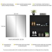 Sapateira 2 Portas Suspensa Com Espelho Nina Multimóveis V6011 Preta Preto - 5