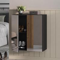 Sapateira 2 Portas Suspensa Com Espelho Nina Multimóveis V6011 Preta Preto - 7