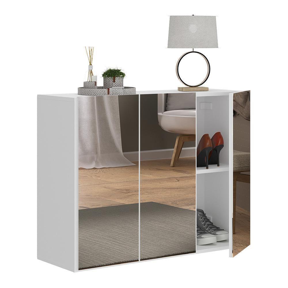 Sapateira 3 Portas Com Espelho Nina Multimóveis V6020 Branca Branco - 1