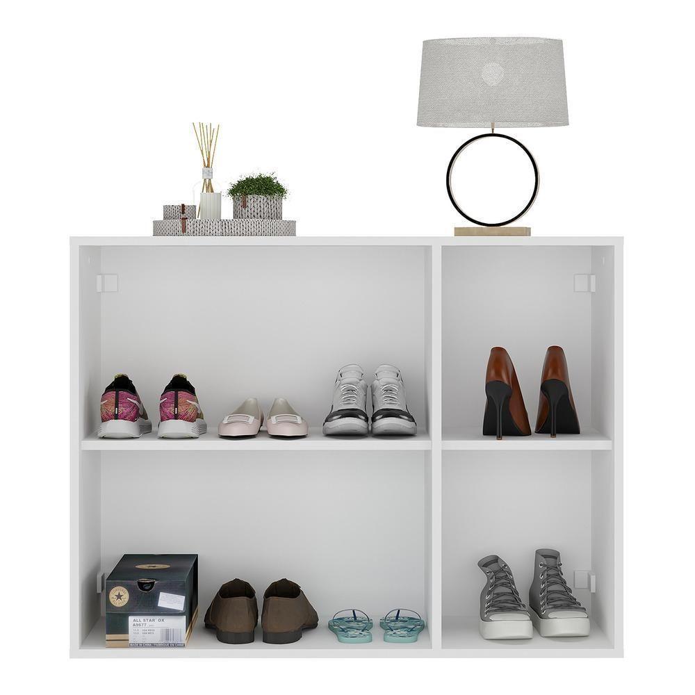 Sapateira 3 Portas Com Espelho Suspensa Nina Multimóveis V6021 Branca Branco - 3
