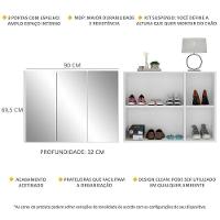 Sapateira 3 Portas Com Espelho Suspensa Nina Multimóveis V6021 Branca Branco - 5