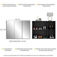 Sapateira 3 Portas Com Espelho Nina Multimóveis V6020 Preta Preto - 5