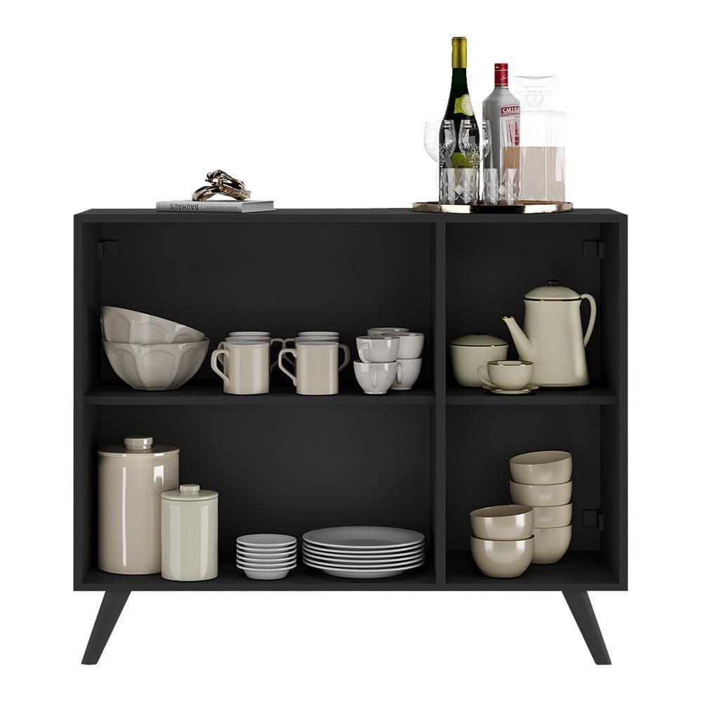 Aparador 3 Portas Com Espelho Retrô Mp1013 Preto - 5