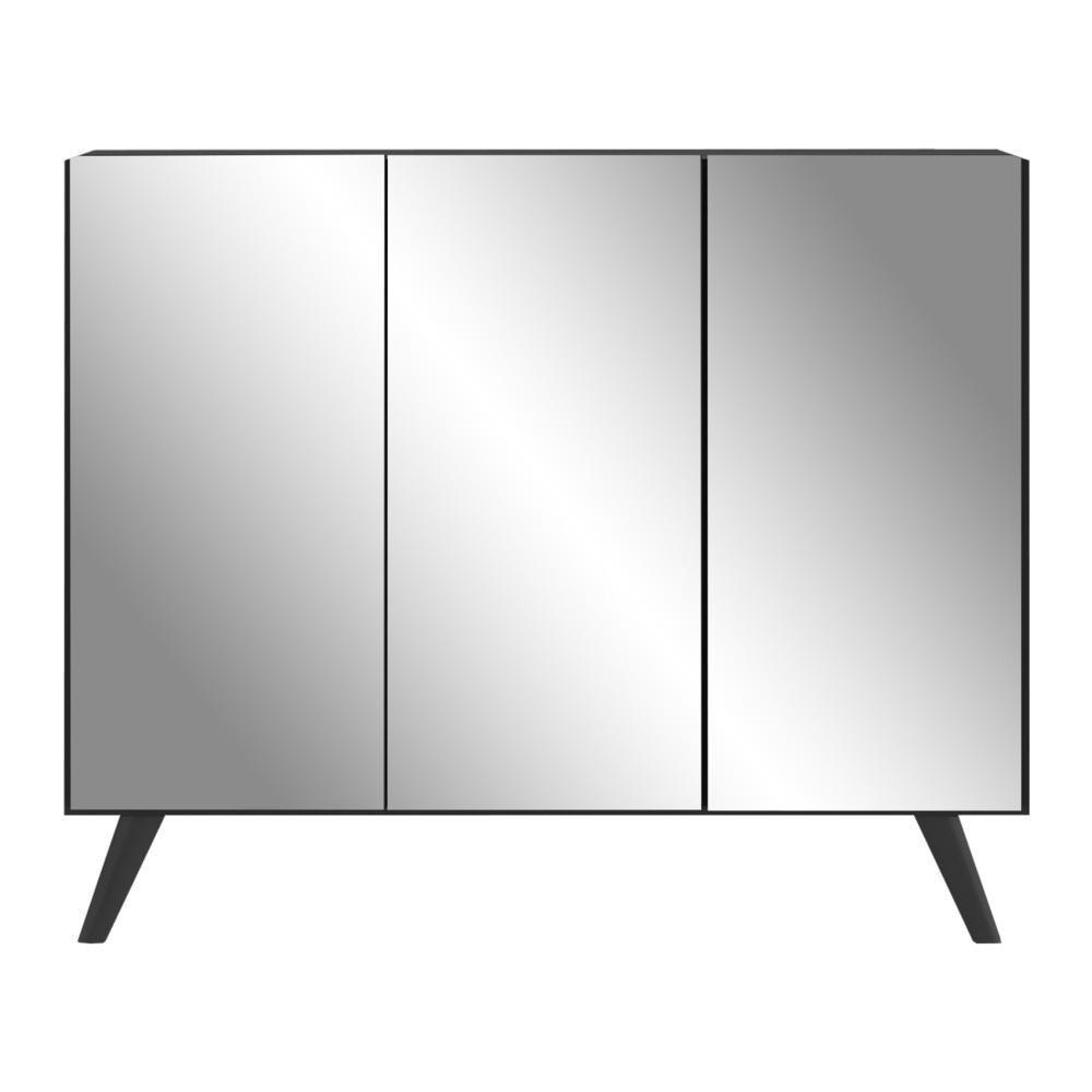 Aparador 3 Portas Com Espelho Retrô Mp1013 Preto - 6