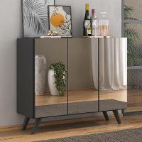 Aparador 3 Portas Com Espelho Retrô Mp1013 Preto - 1