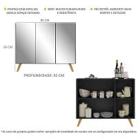 Aparador 3 Portas Com Espelho Retrô Mp1013 Preto/Natural - 3