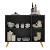 Aparador 3 Portas Com Espelho Retrô Mp1013 Preto/Natural - 5