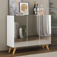 Aparador 3 Portas Com Espelho Retrô Mp1013 Branco/Natural - 1