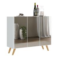 Aparador 3 Portas Com Espelho Retrô Mp1013 Branco/Natural - 2