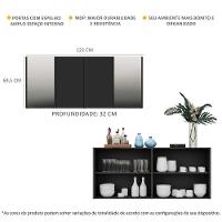 Aparador Buffet 4 Portas Com Espelho Vegas Multimóveis V3561 Preto Preto - 7