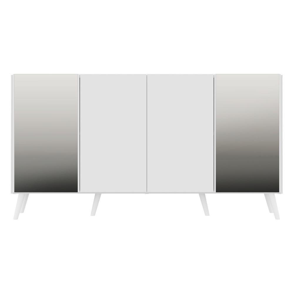 Aparador Buffet 4 Portas Com Espelho Retrô Vegas Multimóveis V3562 Branco Branco - 3