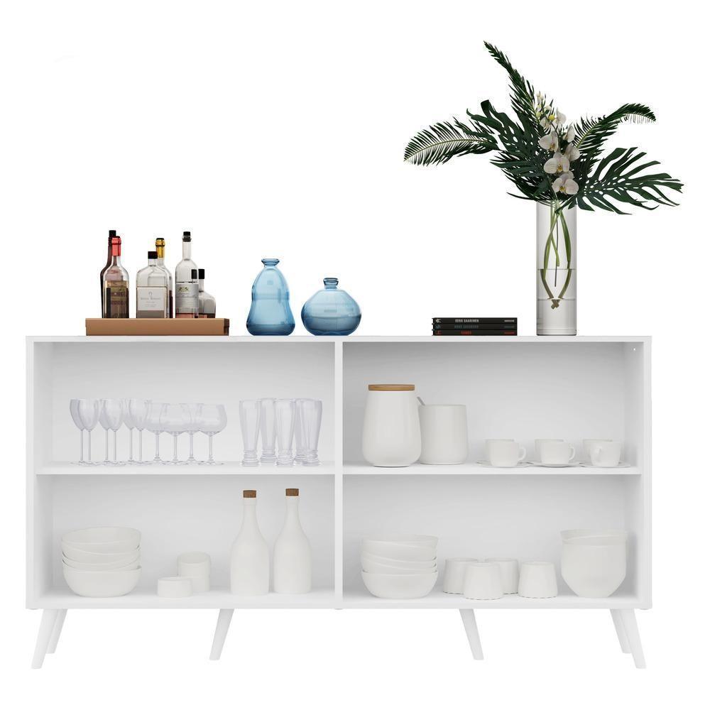 Aparador Buffet 4 Portas Com Espelho Retrô Vegas Multimóveis V3562 Branco Branco - 4