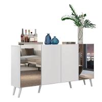 Aparador Buffet 4 Portas Com Espelho Retrô Vegas Multimóveis V3562 Branco Branco - 1