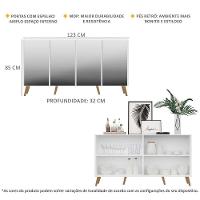 Aparador Buffet 4 Portas Com Espelho Retrô Vegas Multimóveis V3559 Branco/natural Branco/natural - 5