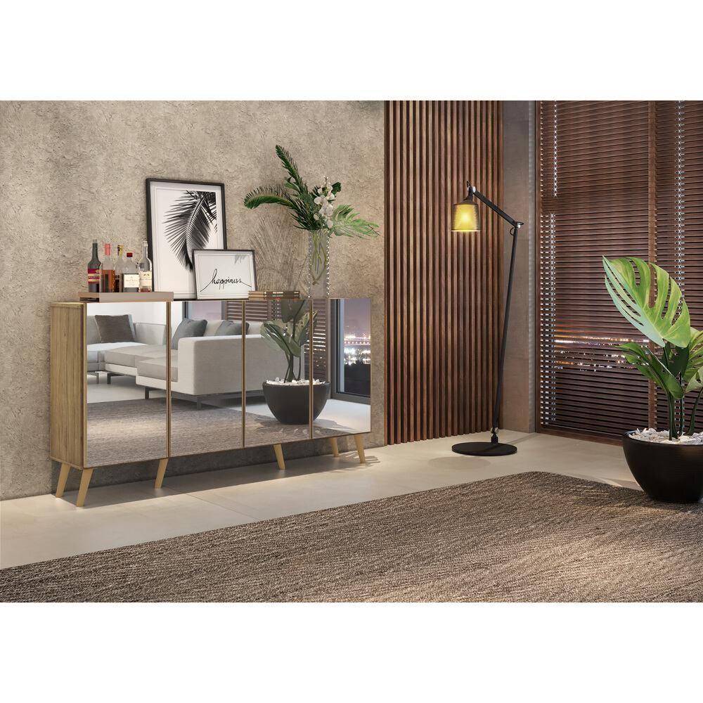 Aparador Buffet 4 Portas Com Espelho Retrô Vegas Multimóveis V3559 Rustic/natural Rustic/natural - 2